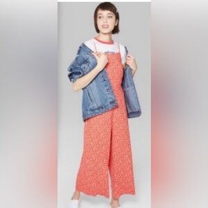 WILD FABLE Red Floral Wide-Leg Jumpsuit